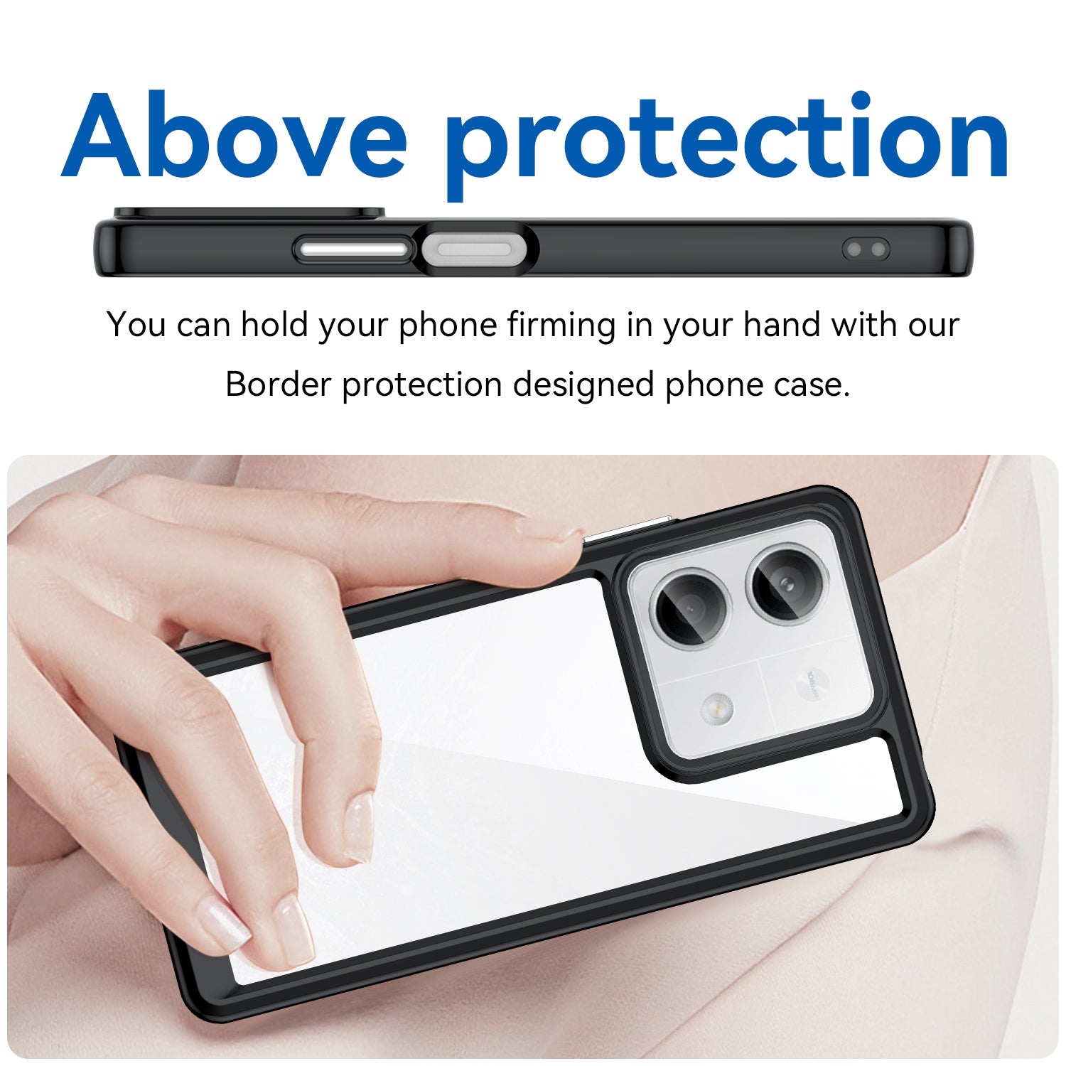 For Xiaomi Redmi Note 13 5G Phone Case Colorful TPU Frame+Acrylic Clear Back - Black For Xiaomi Redmi Note 13 5G Phone Case Colorful TPU Frame+Acrylic Clear Back - Black